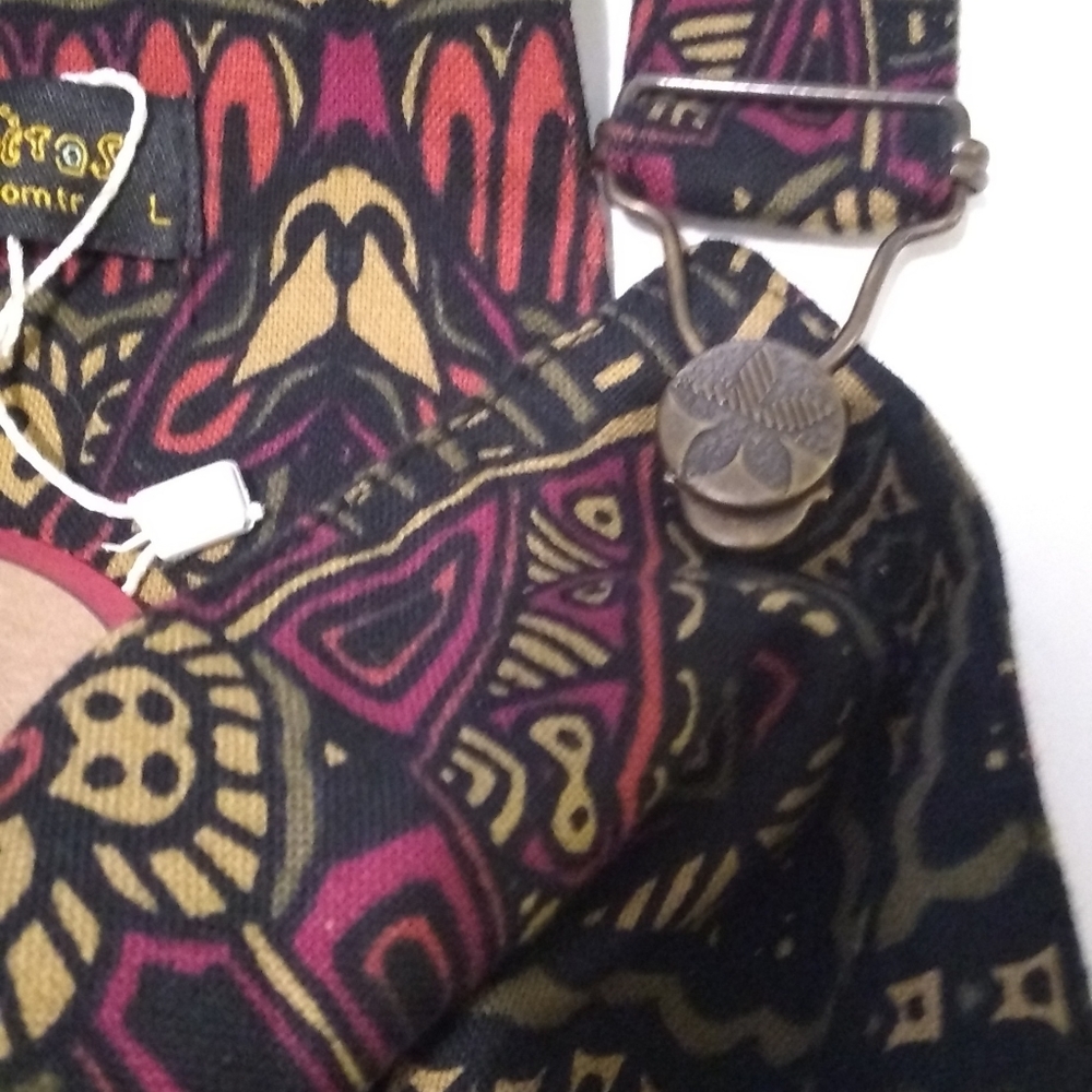 Los Banditos Black Print Overalls w/ Pockets - Picture 5 of 6
